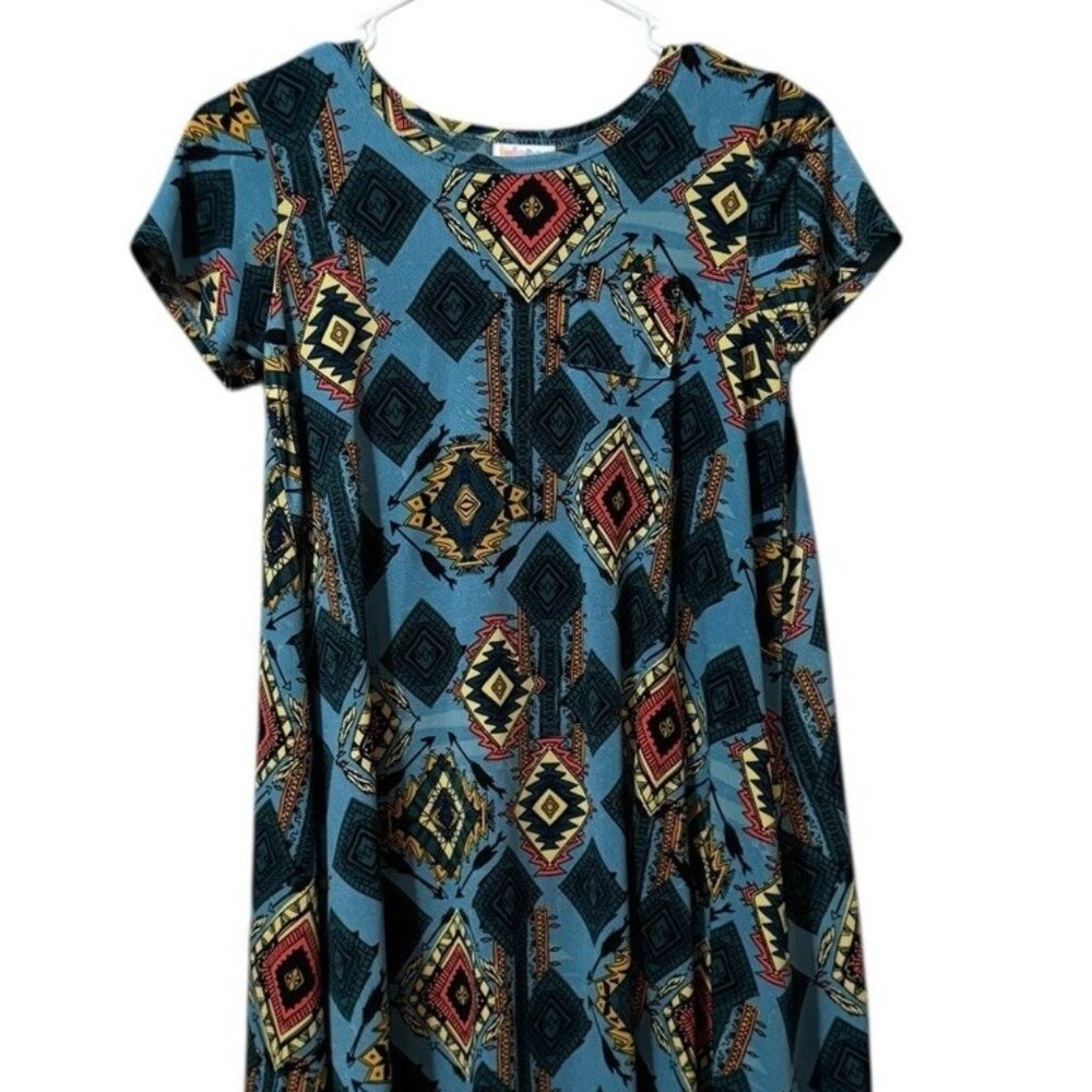 Lularoe Tunic Top Size 10 Short Sleeve Stretch Western Aztec Country Loungewearā